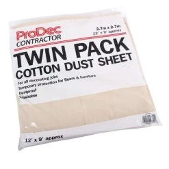 Outlet 🛒 Prodec Contractors Cotton Decorator Dust Sheet Twin Pack 129TRDSTP ⭐