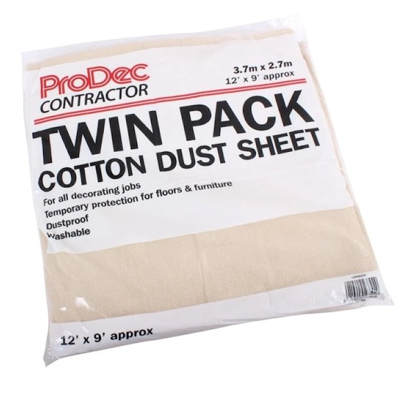 Outlet 🛒 Prodec Contractors Cotton Decorator Dust Sheet Twin Pack 129TRDSTP ⭐ 3 Outlet 🛒 Prodec Contractors Cotton Decorator Dust Sheet Twin Pack 129TRDSTP ⭐